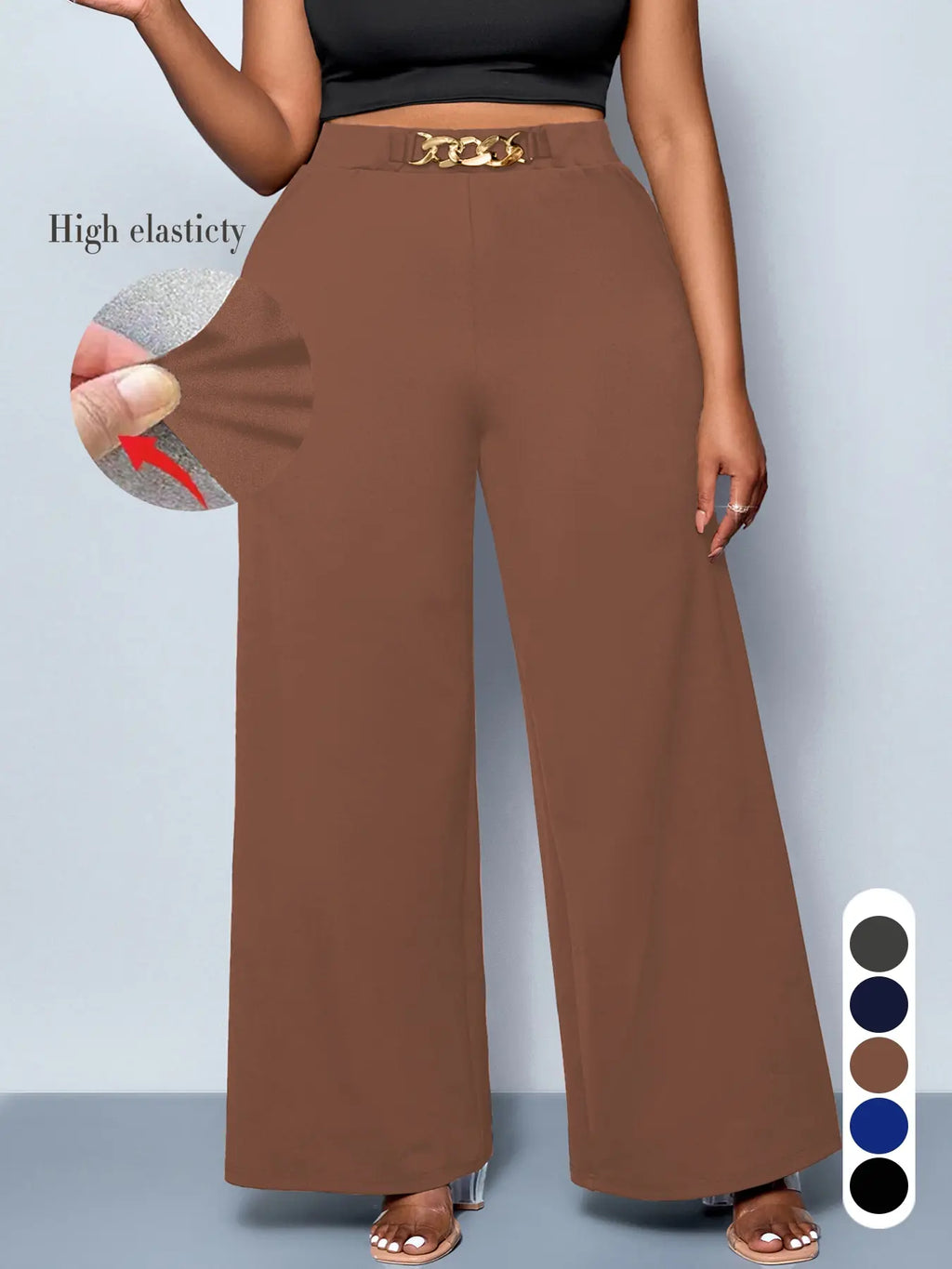 Elevate Your Wardrobe with Women's Plus Size Casual Wide Leg Pants - Comfortable Fitted Knit for All Seasons