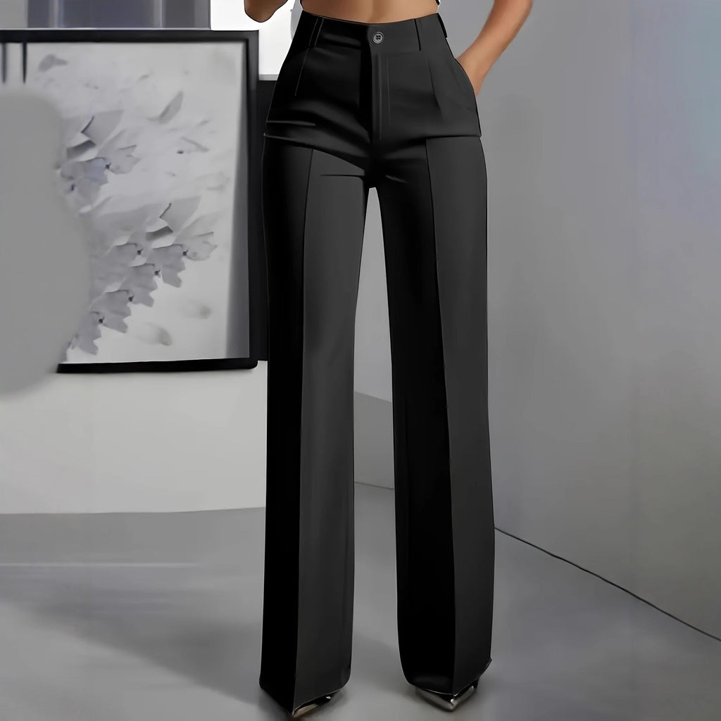 High-Waisted Straight-Leg Simple Suit Trousers