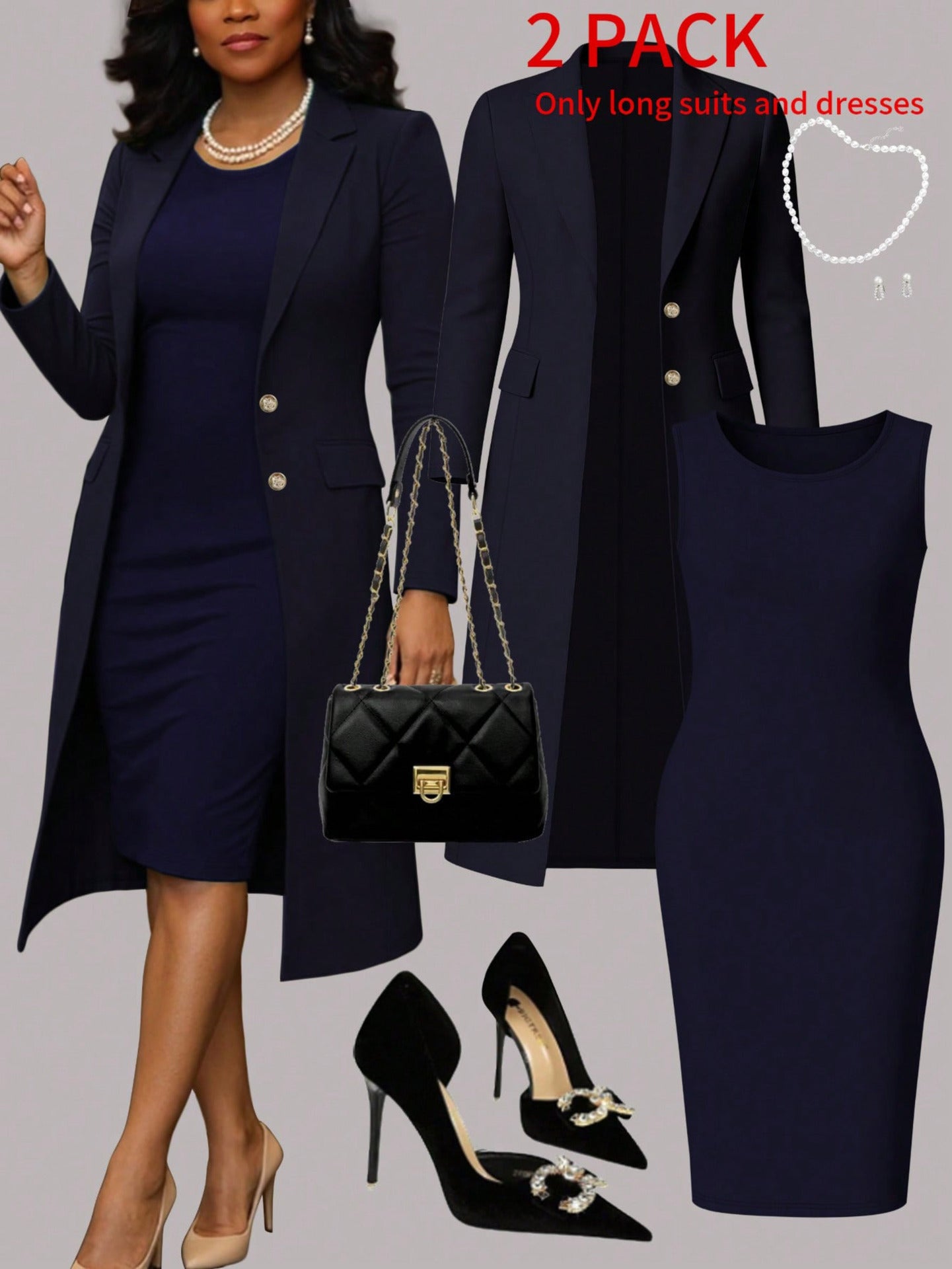 Long Sleeve Suit & Sleeveless Set
