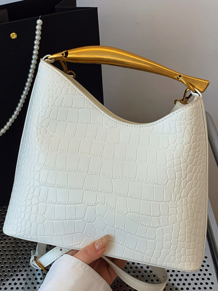 Textured Crocodile Pattern Bucket Bag