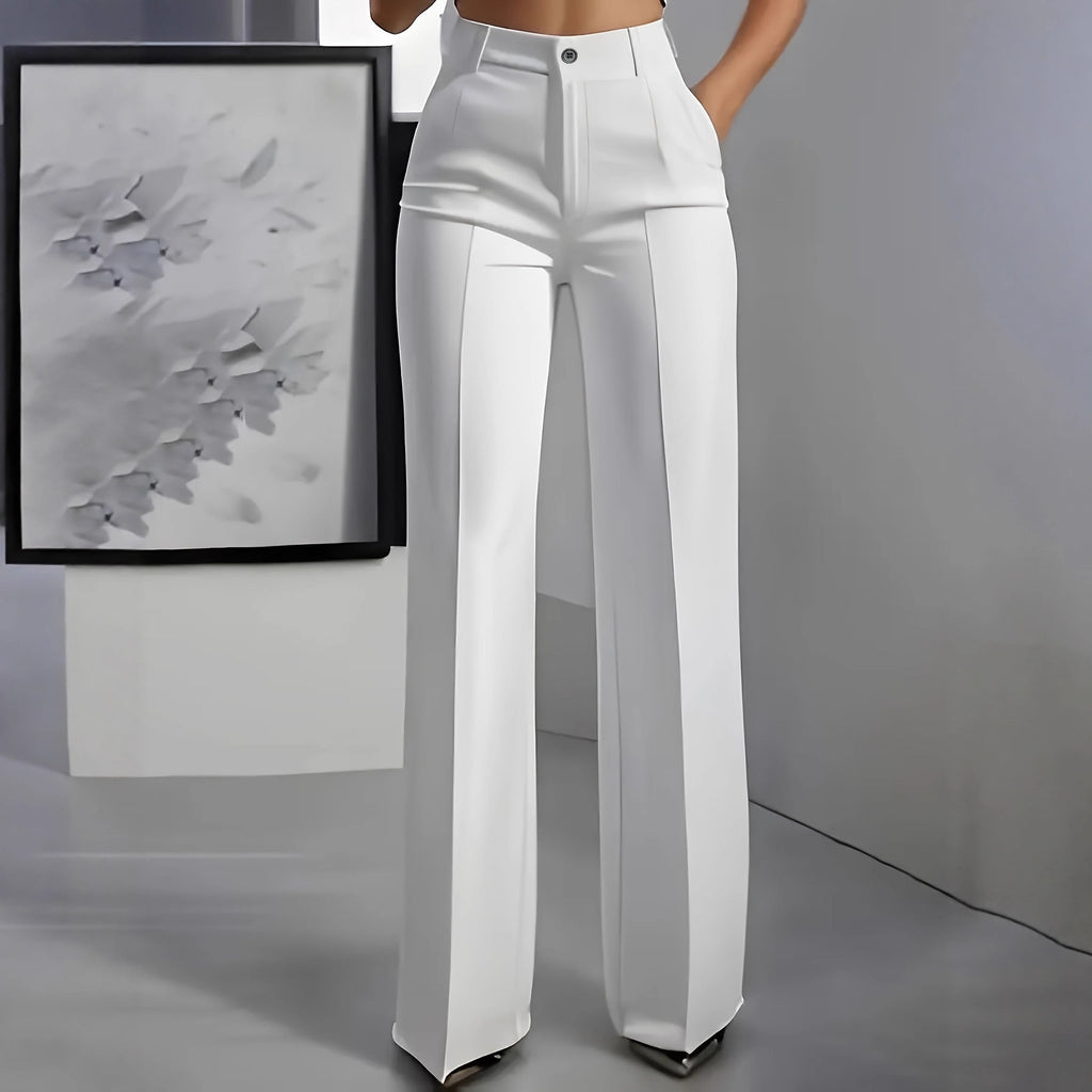 High-Waisted Straight-Leg Simple Suit Trousers