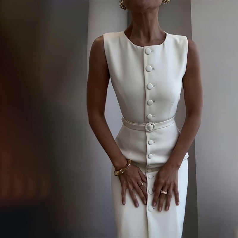 Elegant Belted A-Line Dress