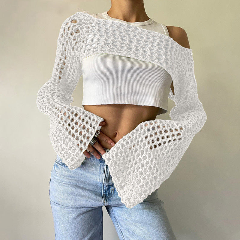 Hand-Knitted Bell Sleeve Sweater