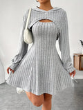 Square-Neck A-Line Blouse Dress