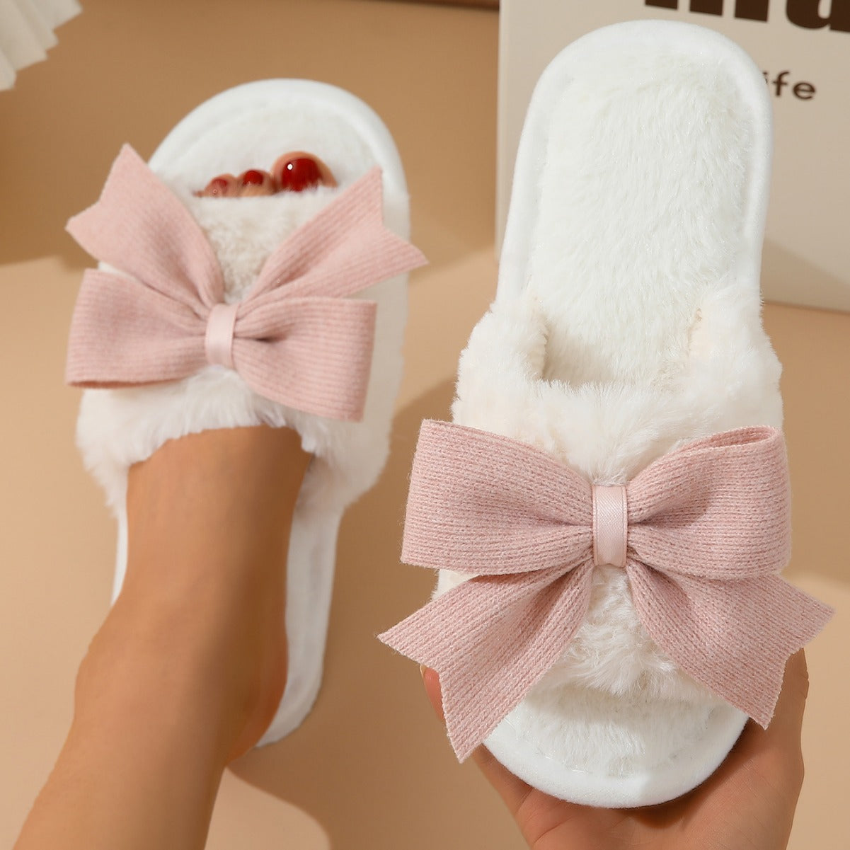 Bow Plush Slippers