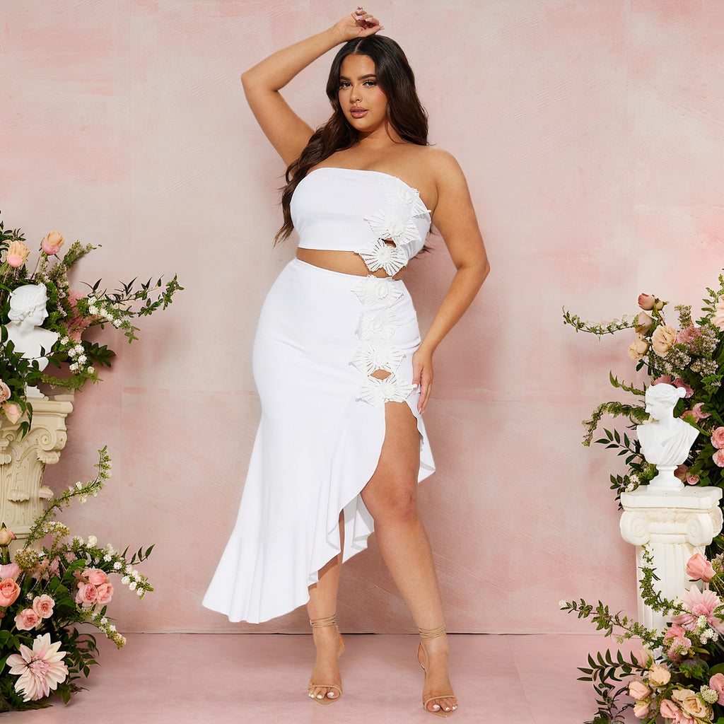 Elegant Ruffled Lace Two-Piece