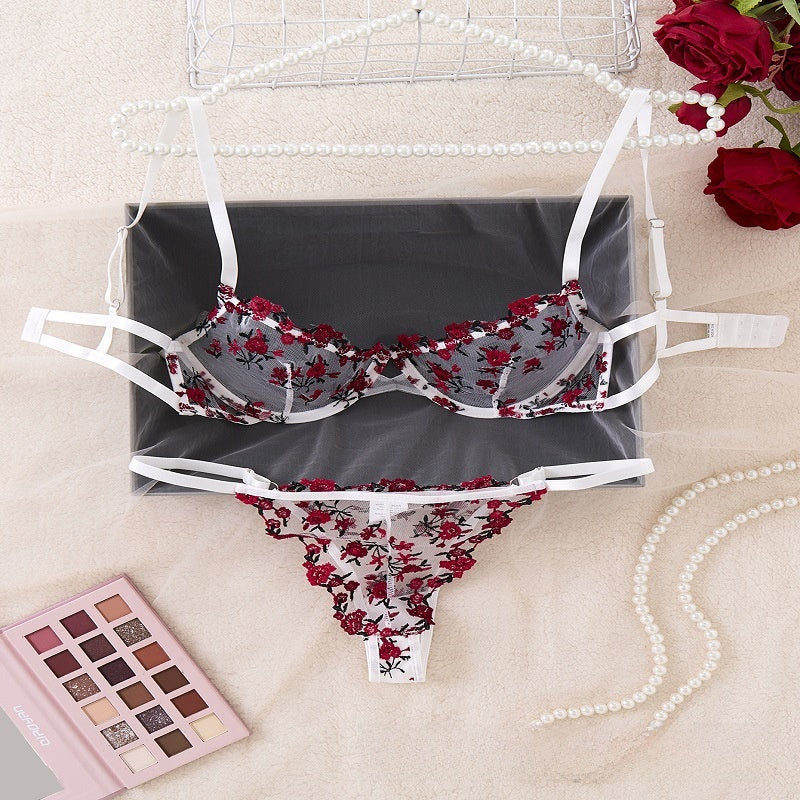 Lace Bra and Thong Set with Steel Support