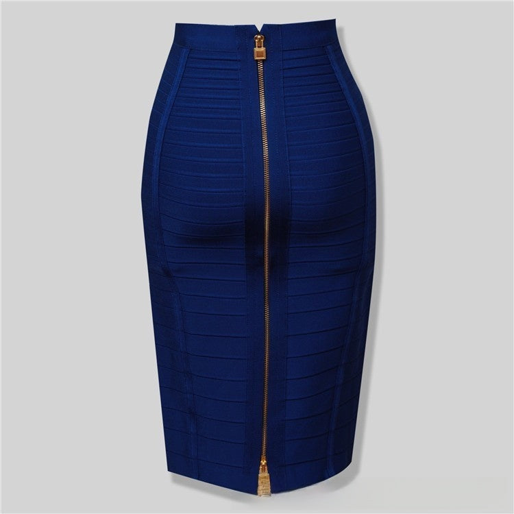 Fitted Striped Midi Skirt