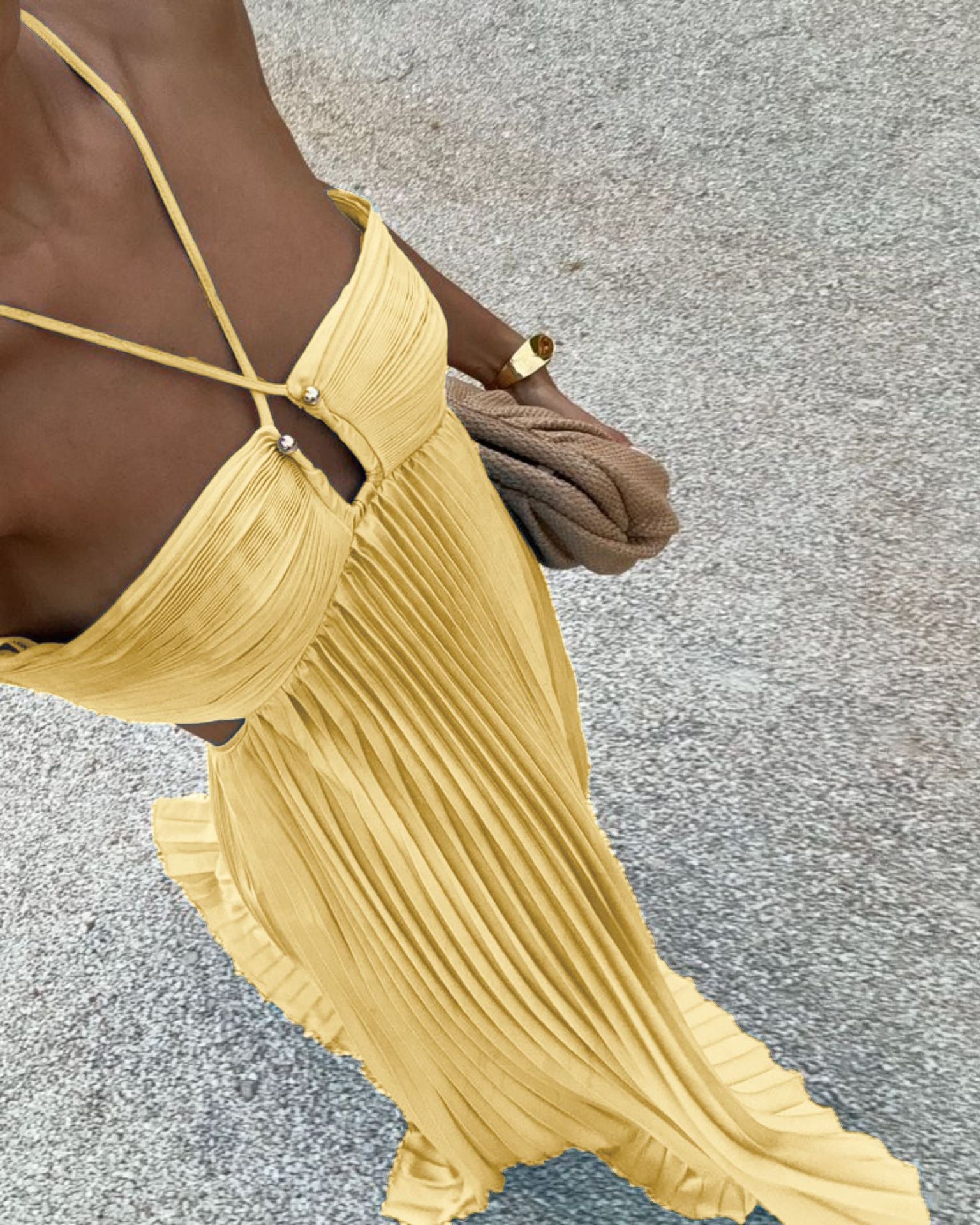 Pleated Halter Neck Dress