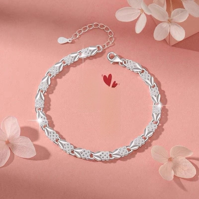 Silver Four-Leaf Clover Charm Bracelet