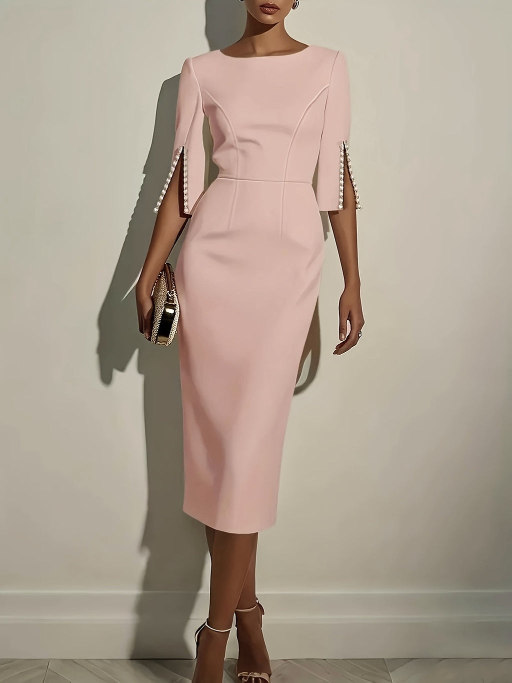 Elegant Beaded Slim Fit Midi
