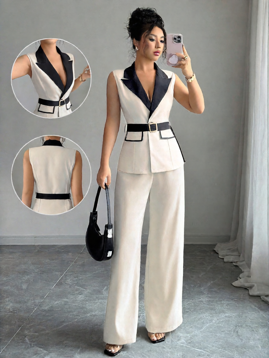 Sleeveless Vest & Trouser Two-Piece Set