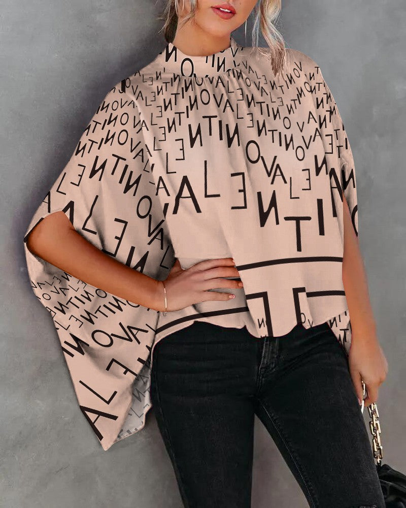 Floral Bat Sleeve Oversized Blouse