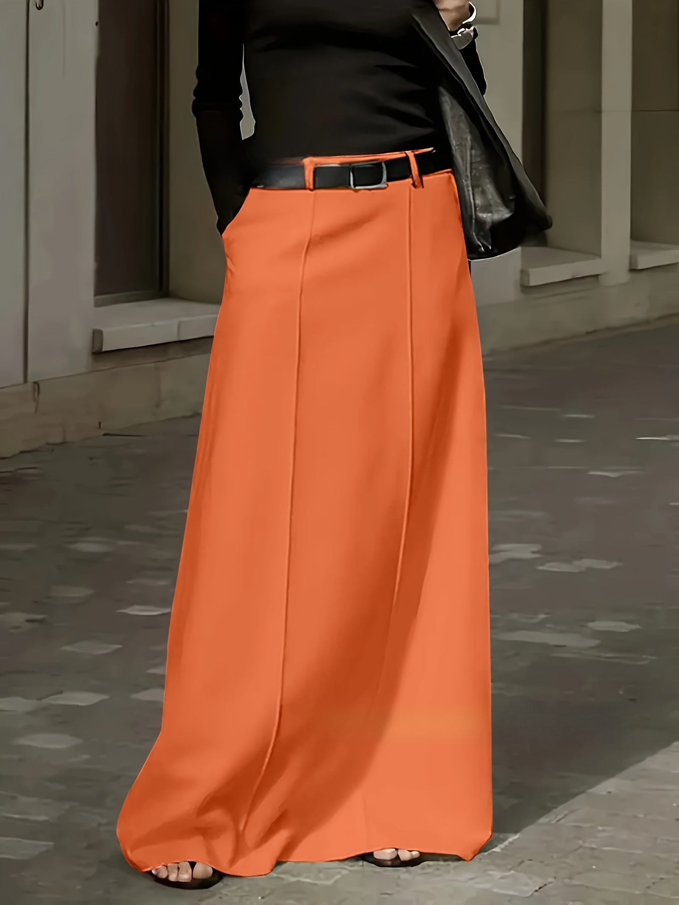 High Waist A-Line Umbrella Maxi Skirt