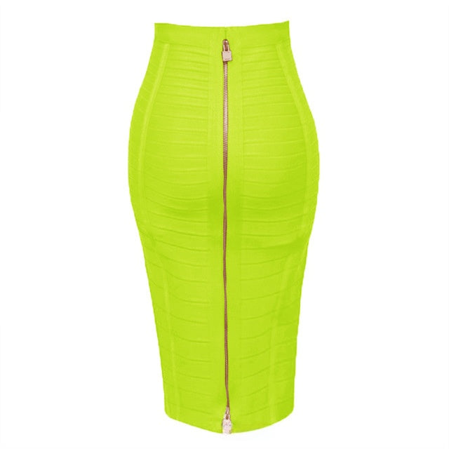 Fitted Striped Midi Skirt
